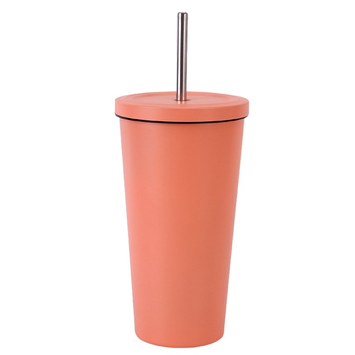 Cana termica, design modern, portocaliu, 21x9.6 cm