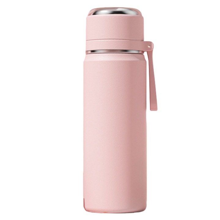 Cana termoizolanta pentru calatorie, capac etans, roz, 550ml, inox
