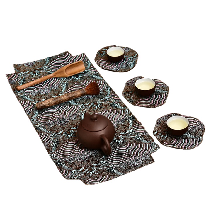 Set prosoape de bucatarie stil chinezesc, 4 piese, albastru, 48x22cm