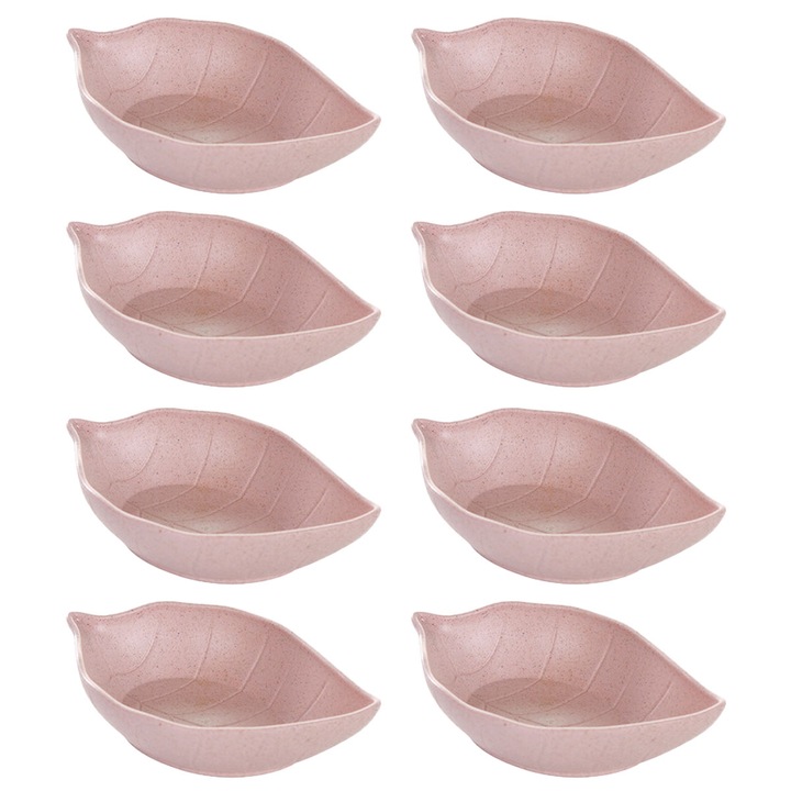 8 darabos szószos tálkák készlete, Jormftte, levél alakú, 11,5x5,5x2cm, rózsaszín