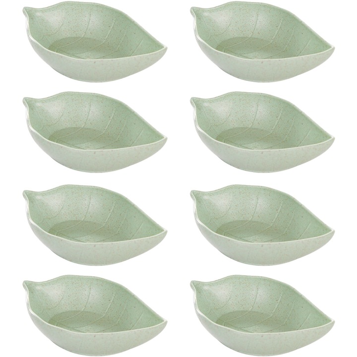 8 darabos szószostálka készlet, Jormftte, levél alakú, 11.5x5.5x2cm, zöld