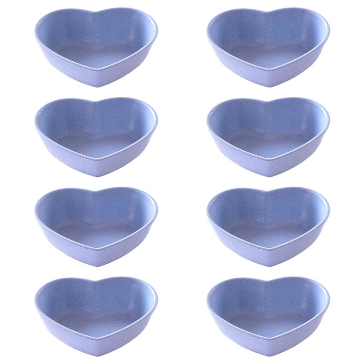 8 darab szószos tálka készlet, Jormftte, szív alakú, kék, 7.5x2x6.5cm