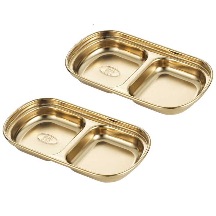 Jormftte rozsdamentes acél tálkészlet, 2 darab, arany, méretek 15.5x8.2x2.2cm és 14x8.5x2.5cm