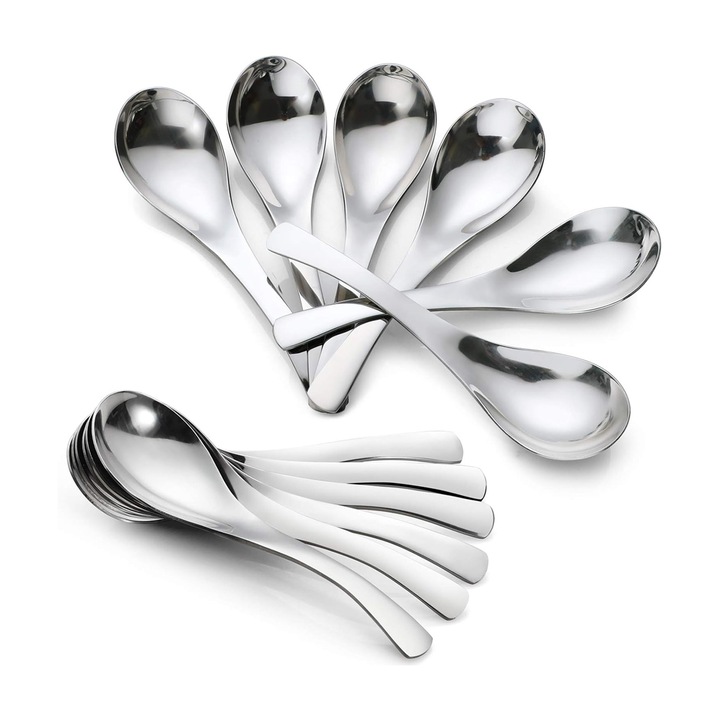 Set 12 linguri, Inox, design ergonomic, argintiu