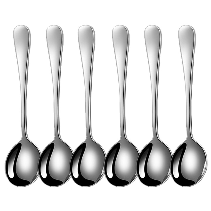 Set 6 lingurite inox, maner patrat, argintiu, 13x2cm