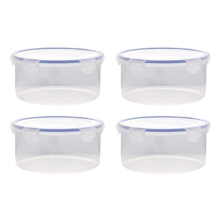 Jormftte műanyag tálkészlet fedővel, átlátszó, 4 darab, méretek 12.5x7.3cm, 15x8cm, 17.5x9.3cm