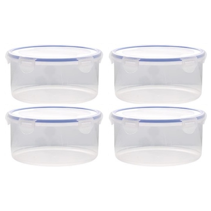 Jormftte műanyag tálkészlet fedővel, átlátszó, 4 darab, méretek: 12.5x7.3cm, 15x8cm, 17.5x9.3cm
