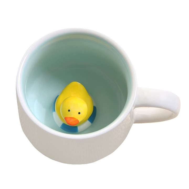 Чаша с 3D фигура, QttvbTna, керамика, 350 ml, 8 x 9, многоцветна