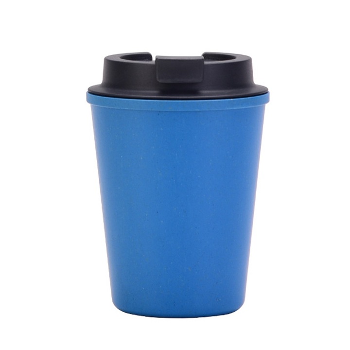 350 ml-es kétrétegű vizespohár, kézreálló mini kávésbögre búzaszálból, divatos egyszerű kék vizespohár