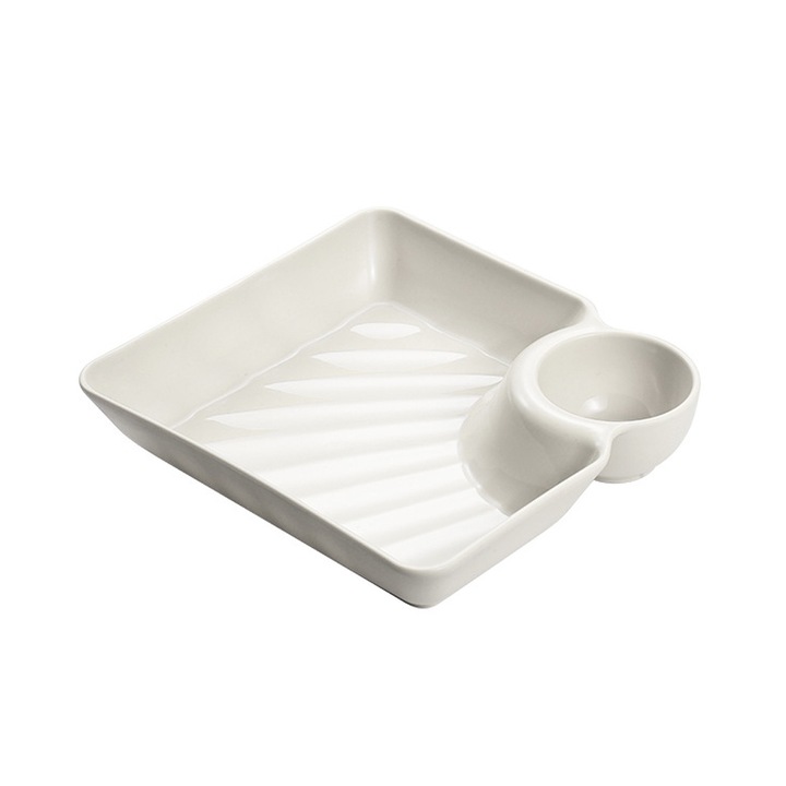 Tava pentru servit, plastic, alba, 20.3x20.3x6cm