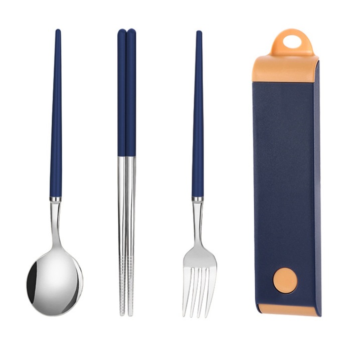 Set tacamuri portabile QttvbTna, inox 316, multicolor, cutie inclusa
