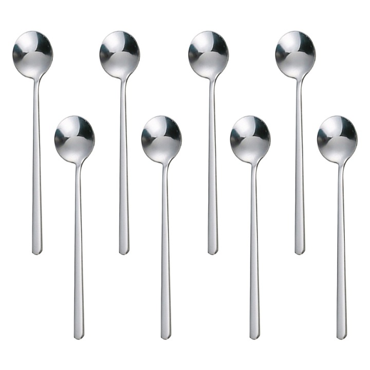 Set 8 linguri de ceai, inox, argintiu, 13.5/15.2/17.4cm
