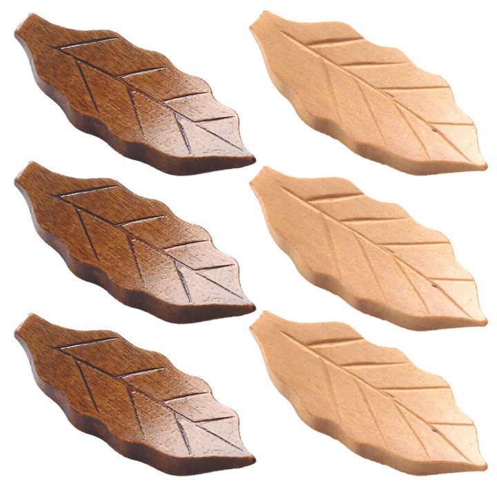 6 darabos pálcika tartó készlet, Jormftte, fa, levél alakú, 5.5x2.2cm