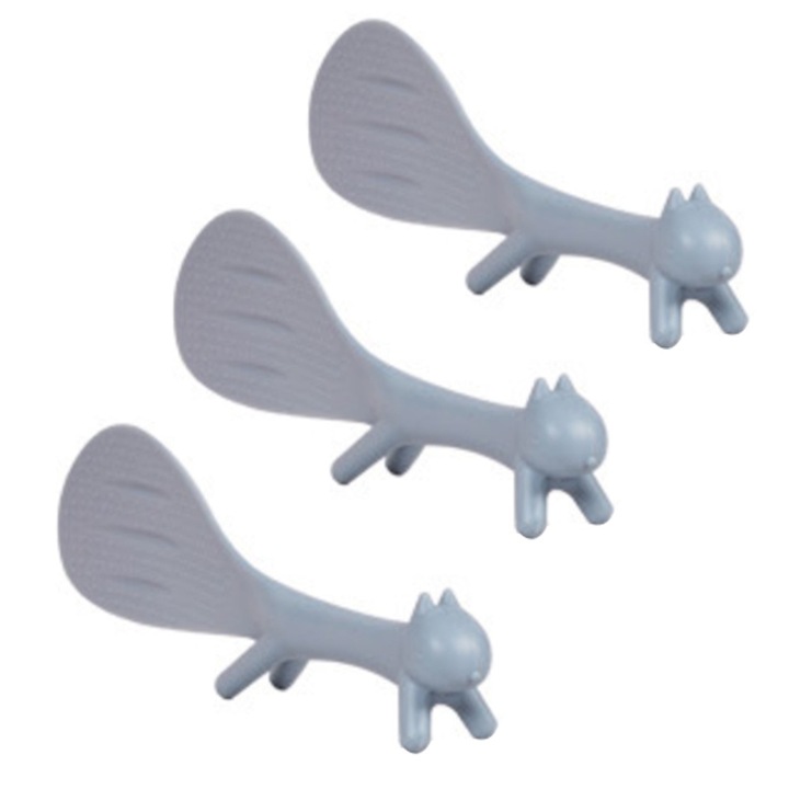 Set 3 linguri in forma de veverita, polipropilena, gri