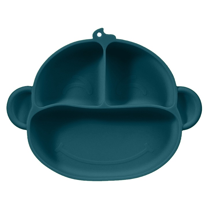 Jormftte szilikon babatányér, tapadókorongokkal, könnyen tisztítható, zöld, 3 rekeszes