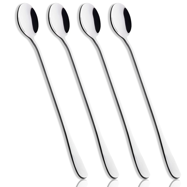4 darab hosszú nyelű kanál szett, Jormftte, rozsdamentes acél, hideg italokhoz, 9 hüvelyk