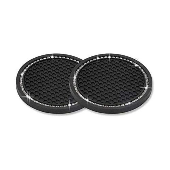 2 db autós pohártartó készlet QttvbTna, szilikon, csúszásmentes, fekete, 7cm