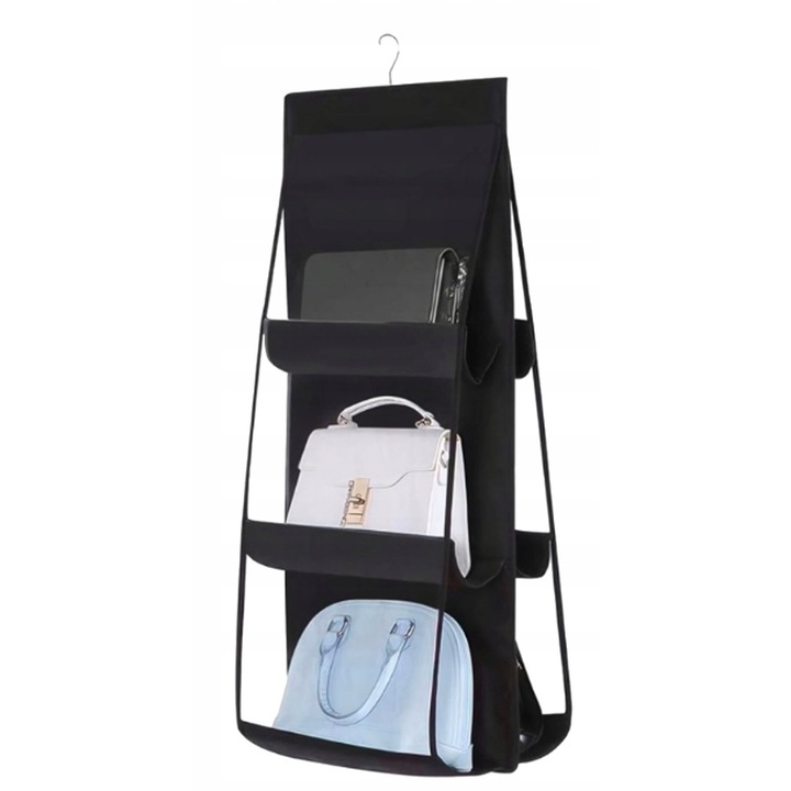 Organizator suspendat PrzydaSie.pl, 6 compartimente, negru, 35x35x100cm