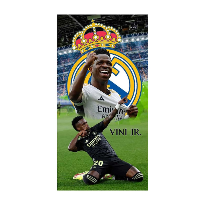 Хавлия за плаж Кингтекс Vini junior real madrid, 70x140см, 60% памук 40% полиестер, Многоцветно