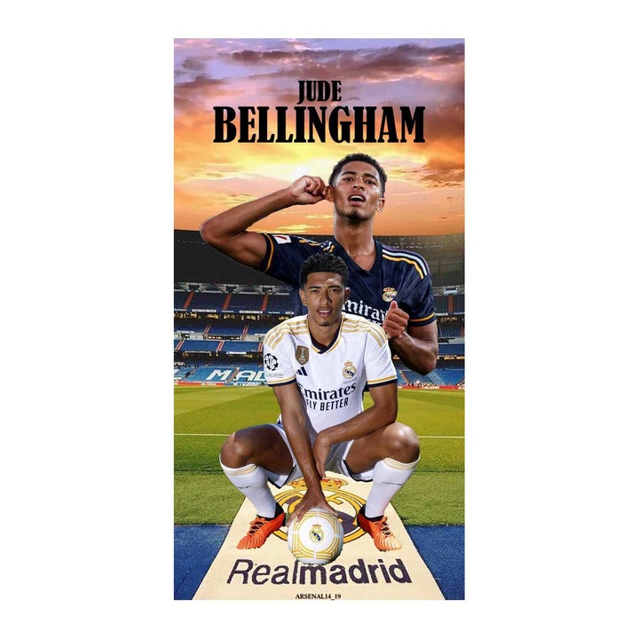 Хавлия за плаж Кингтекс Bellingham real madrid, 70x140см, 60% памук 40% полиестер, Многоцветно