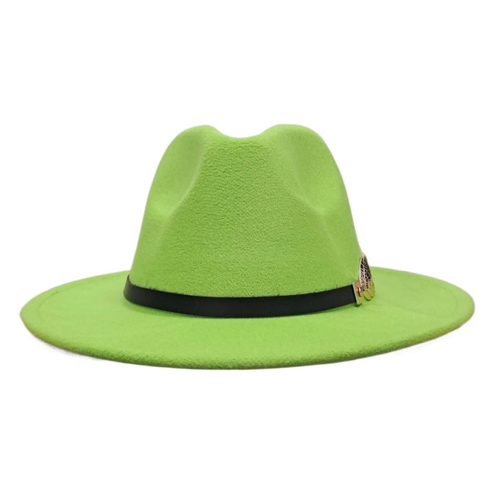 Palarie verde, handmade, reglabila, cu accesoriu detasabil, Signy