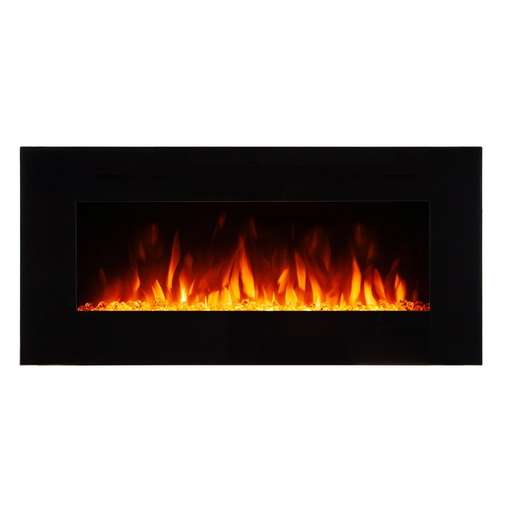 Pebble elektromos fali kandalló, Art Flame, 508 x 1067 x 120 mm, 1500 W, 10 háttérvilágítási szín, 5 lángfényességi szint, Időzítő