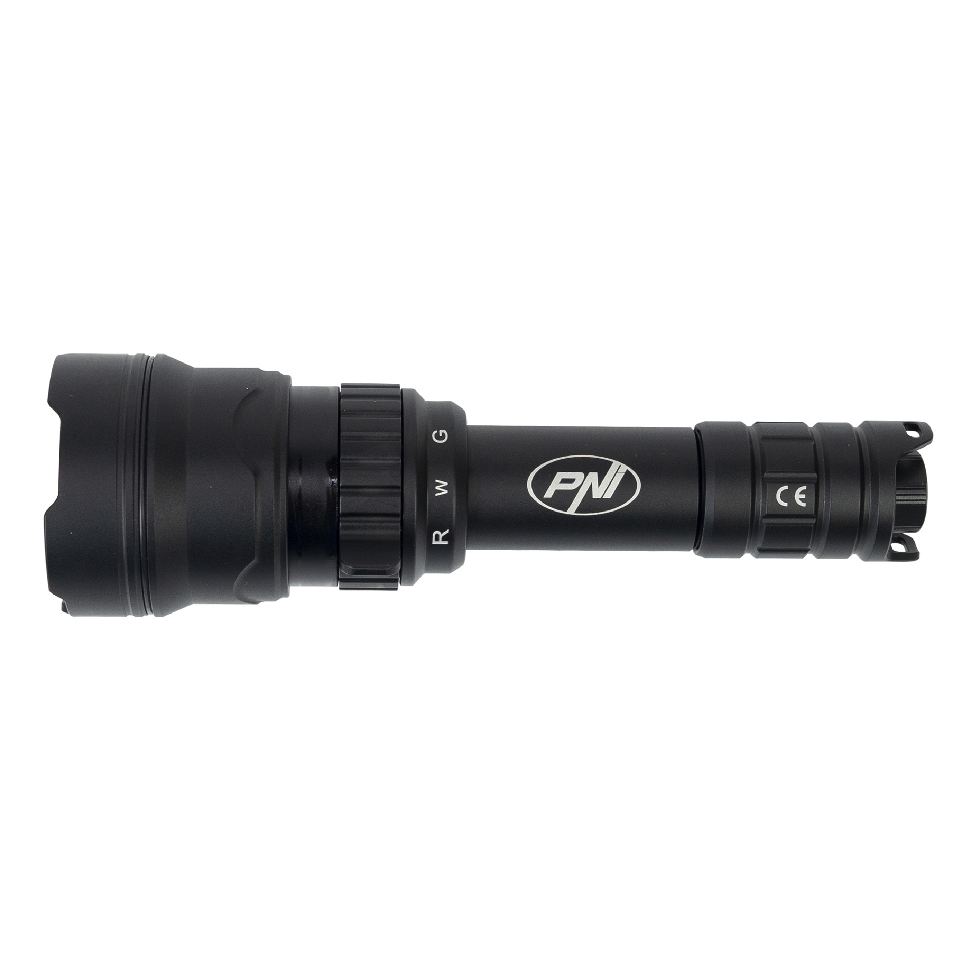 Lanterna PNI Adventure F300 cu LED, 3 culori, alb, rosu, verde, 500 metri, 540 lm, 3000mAh, functie zoom si dimming, incarcator pentru acumulator inclus