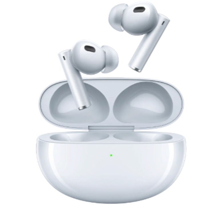 Слушалки за поставяне в ушите Realme Buds Air 6 Pro, Bluetooth, ANC, пространствено аудио, динамичен бас, калъф за зареждане, бял