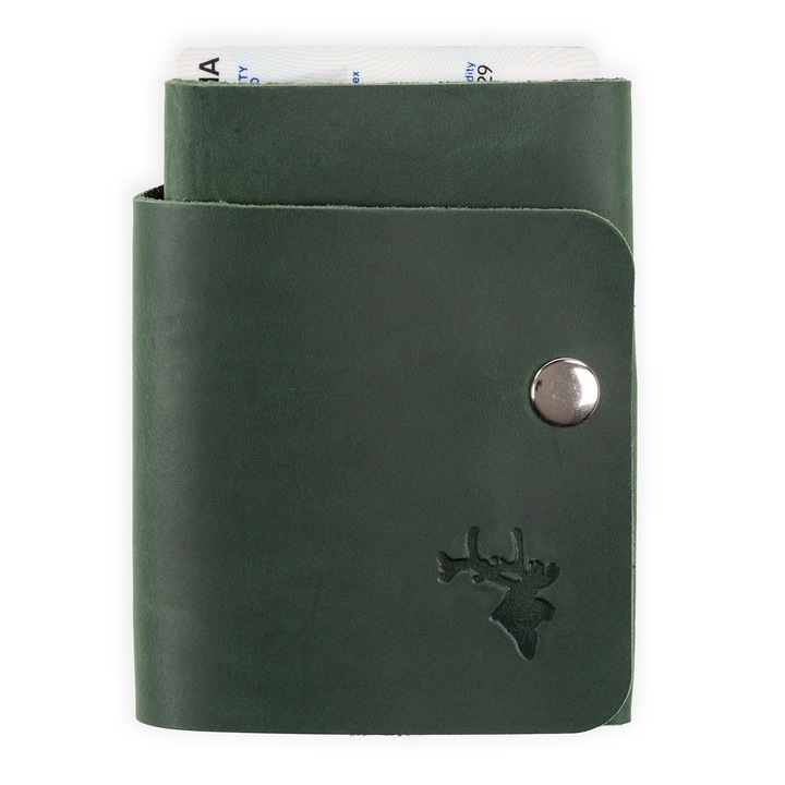 Portofel minimalist din piele naturala pentru CI elanX, ELAN, verde