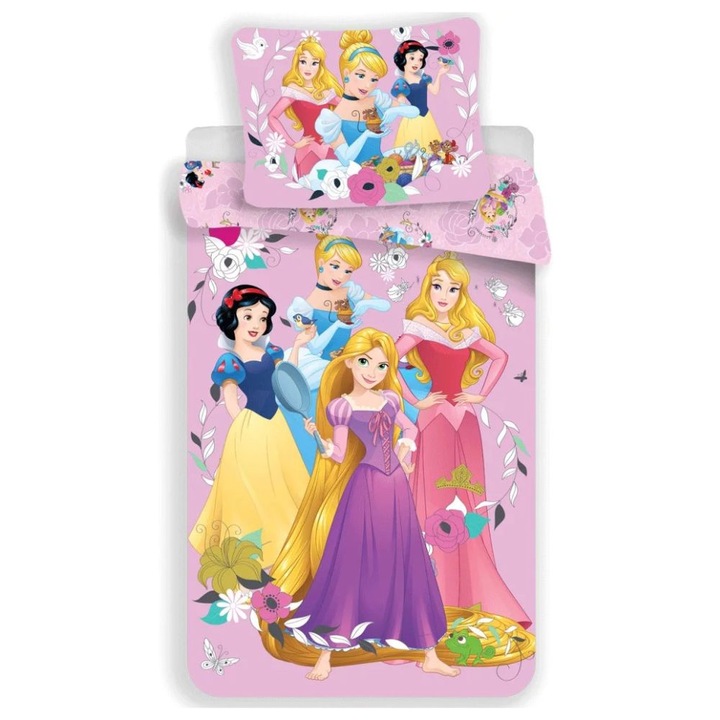 Gyermek ágynemű szett Disney Princess Royal, 2 részes, 140x200 cm, 100% pamut, Többszínű