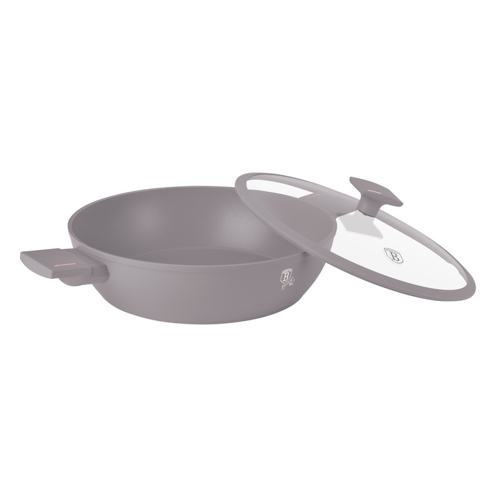 Fazék fedővel 30 cm, 4,5L Taupe Berlinger Haus BH 8099, tapadásmentes bevonat, szürke