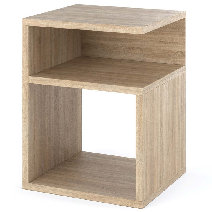 Noptiera cu 2 sertare 32x30x41cm, Asamblare modulara, cu doua fete, Stejar Sonoma