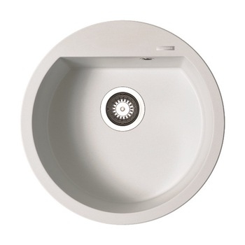 Chiuveta bucatarie Pyramis ALAZIA, ø510mm, adancime 200mm, montare pe blat, Pyragranite Snow Chiuveta bucatarie Pyramis ALAZIA, ø510mm, adancime 200mm, montare pe blat, Pyragranite Snow