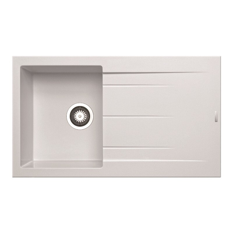 Chiuveta bucatarie Pyramis ALAZIA, 860x500mm, 1 cuva 1 picurator, adancime 200mm, reversibila, montare pe blat, Pyragranite Snow