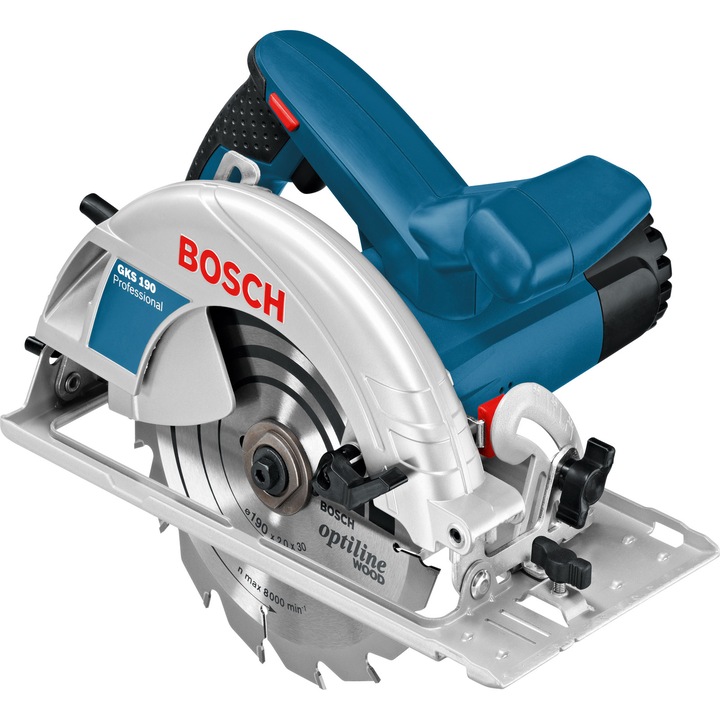 Bosch Professional GKS 190 körfűrész, 1400 W, 5500 RPM, 190 mm-es tárcsa átmérő, tartozékokkal együtt