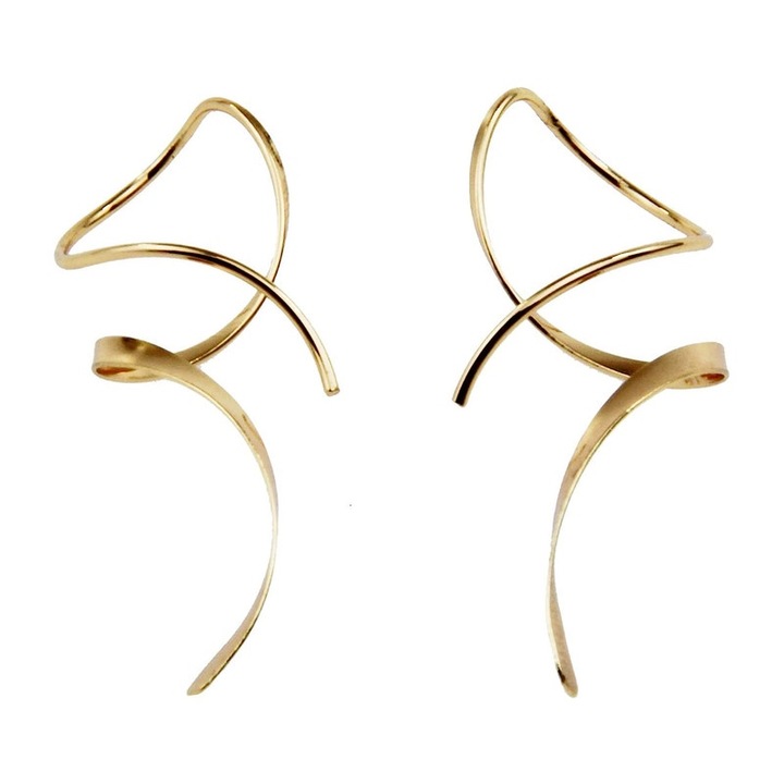 Cercei dama, RASK, design spiralat, aniversare, sarbatori, Auriu