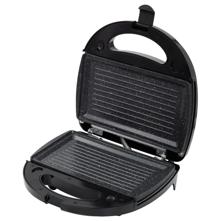 Sandwich-maker Telemax KJ-302, 750 W, Negru/Inox, Placi detasabile cu acoperire antiaderenta de marmura