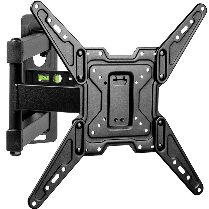 Suport TV de Perete, Pivotant, Universal, Diagonala 22”- 65” ( 56 - 165cm ), Max 40 kg, Vesa 75x75 – 400x400, Negru, Sim Online®