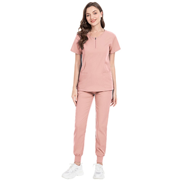Дамски медицински костюм, XGETOP, Еластичност, Бързо съхнещ, розов, M