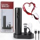 Set Tirbuson Electric pentru Vin, Luxeeo, cu Baza Reincarcabila, Accesoriu Taiat Folie, Aerator, Dop Pompa Vid, One-Touch, Automat, Negru