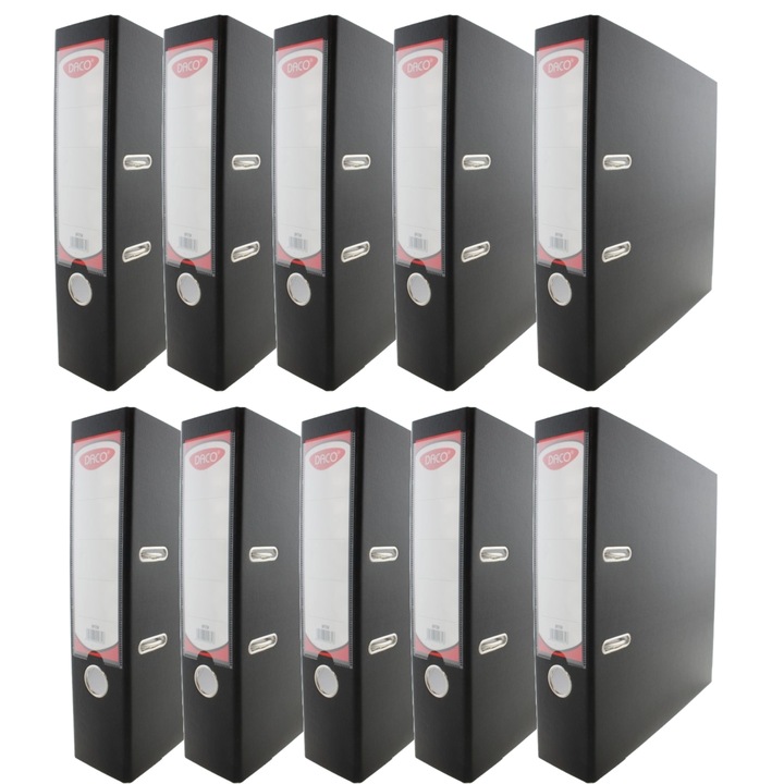 Класьор за книги DACO, Ламиниран, Черен, 7,5 см, A4, 10 бр/комплект