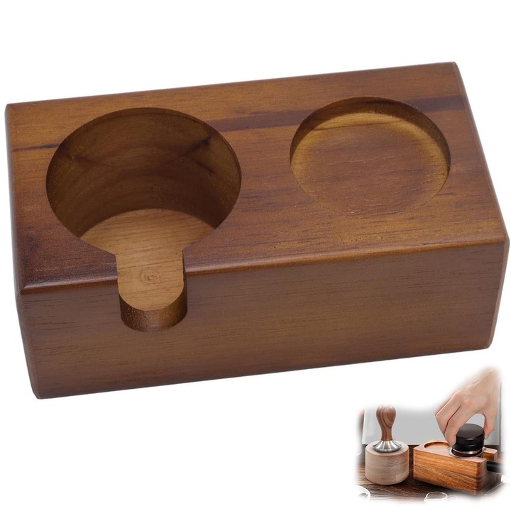 Suport pentru tamper din lemn de salcam, 58 mm, Latauar