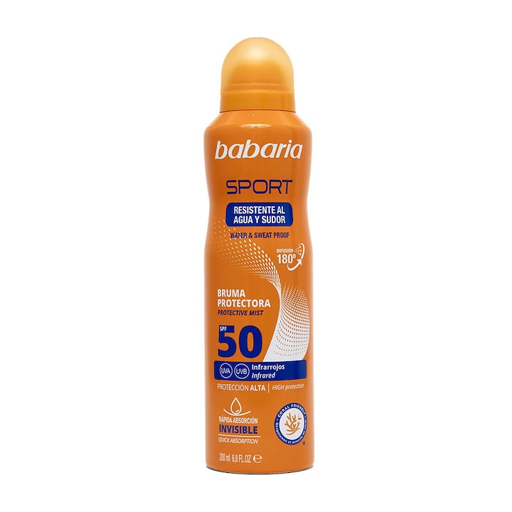 Spray protectie solara SPF50 pentru corp, rezistent la apa, Sport, Babaria, 75 ml
