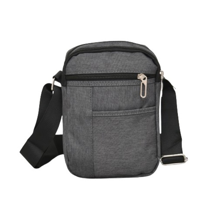 Férfi táska 9499, 15/21/7 cm, Textil, Szürke