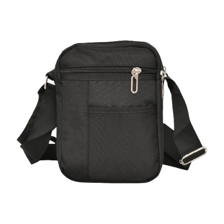 Férfi táska 9499, 15/21/7 cm, Textil, Fekete