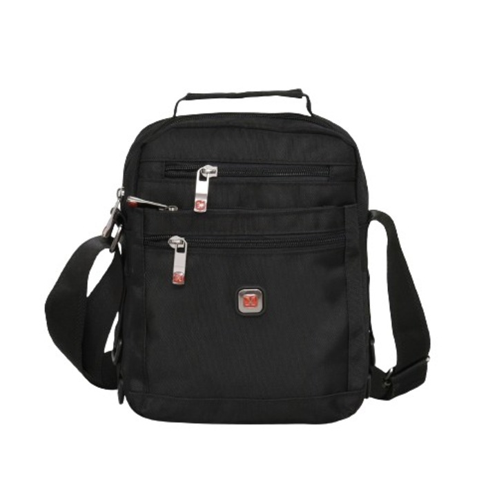 Férfi táska 82315, 20/25/8 cm, Textil, Fekete