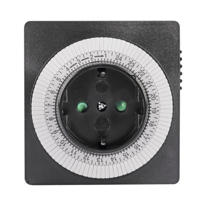 Priza Programabila Mecanic, Compacta 3500w, Neagra