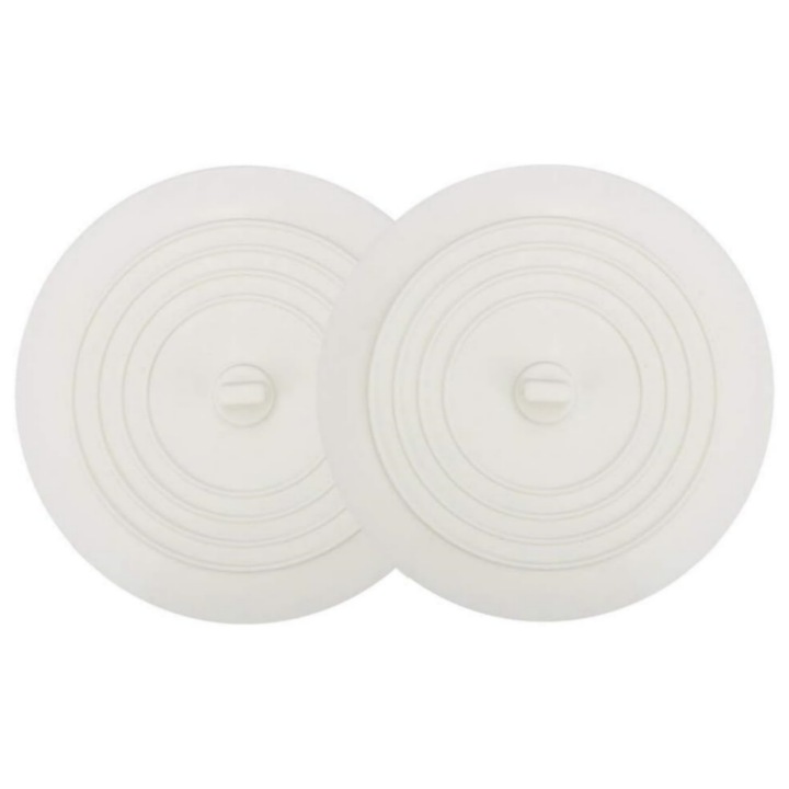 Комплект от 2 броя гумени капаци за защита от хлебарки и неприятни миризми, за подов сифон в баня или кухня, enkourakoko, диаметър 15,2 см, бял
