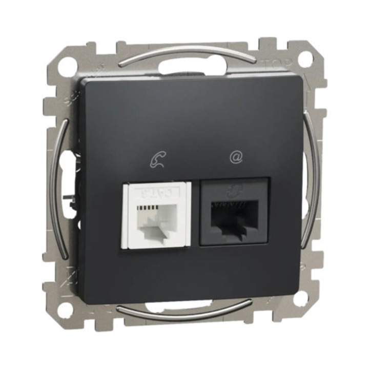 Priza Telefon Si Date Rj11 + Rj45 Schneider Sedna Design Cat5e Utp, Antracit