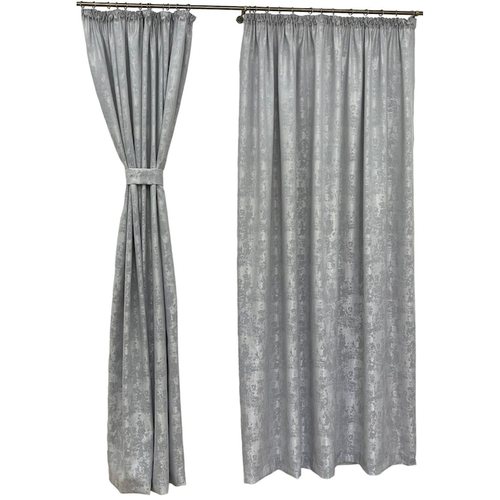 Set doua draperii semiopace 2x250x245cm culoare platinum grey, colectia "Imaginaria", by Liz Line - DP22125